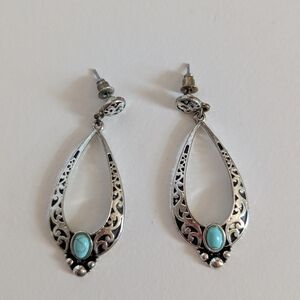 Elegant Silver and Turquoise Earrings
